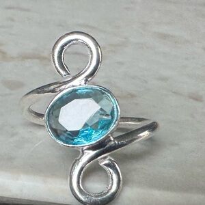 NWOT Sundance Wave Curl Ring, Blue Topaz, Sterling Silver